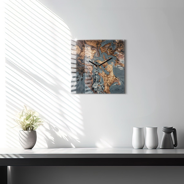 Horloge murale carrée Marbre doré abstrait