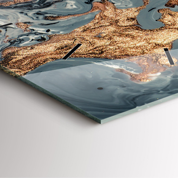 Horloge murale carrée Marbre doré abstrait