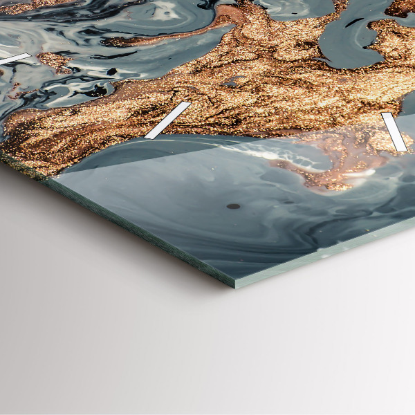 Horloge murale carrée Marbre doré abstrait