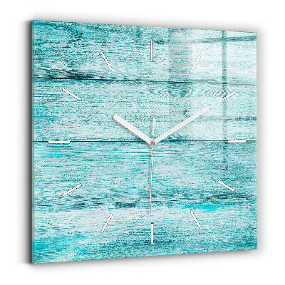 Pendule carrée en verre Vieux bois bleu