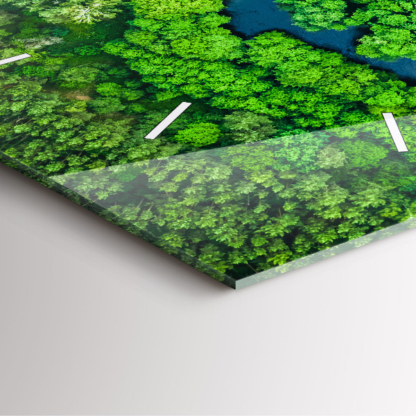 Pendule carrée en verre Rivière dans la forêt