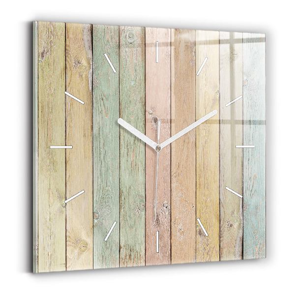 Horloge carrée en verre Des planches colorées