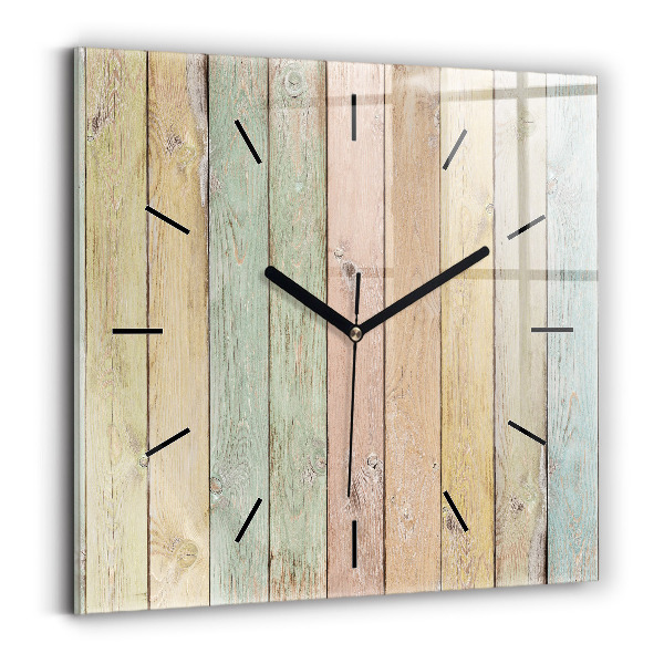Horloge carrée en verre Des planches colorées