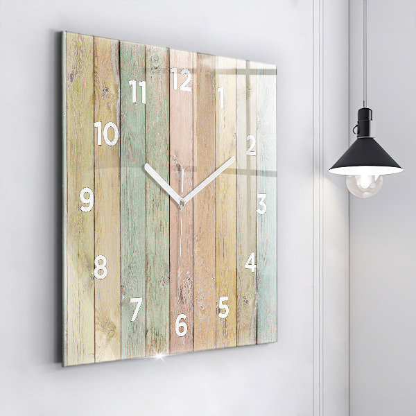 Horloge carrée en verre Des planches colorées