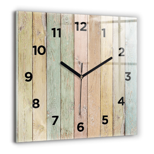Horloge carrée en verre Des planches colorées