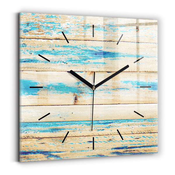 Horloge carrée en verre Bois rayé