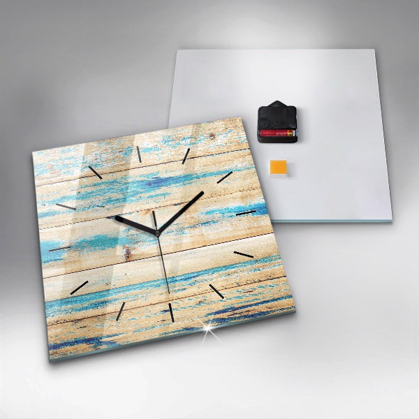 Horloge carrée en verre Bois rayé