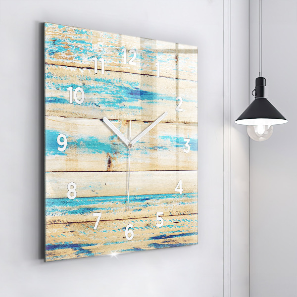 Horloge carrée en verre Bois rayé