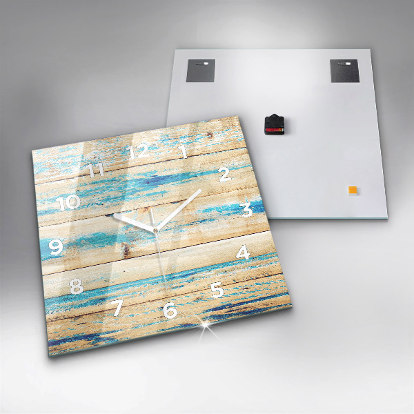 Horloge carrée en verre Bois rayé