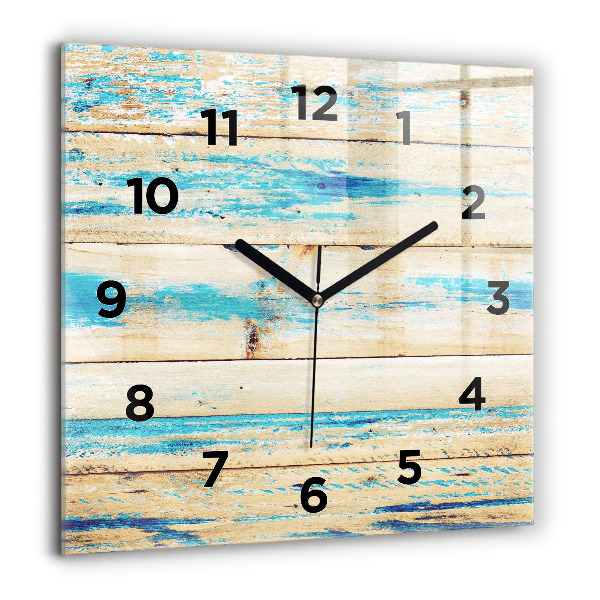 Horloge carrée en verre Bois rayé