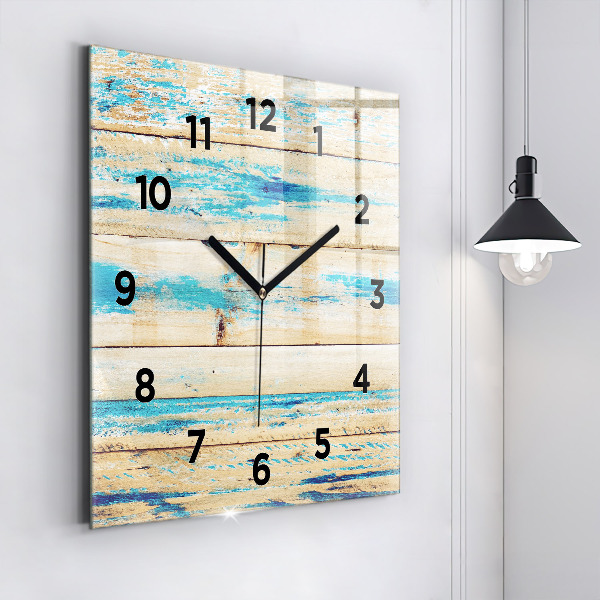 Horloge carrée en verre Bois rayé