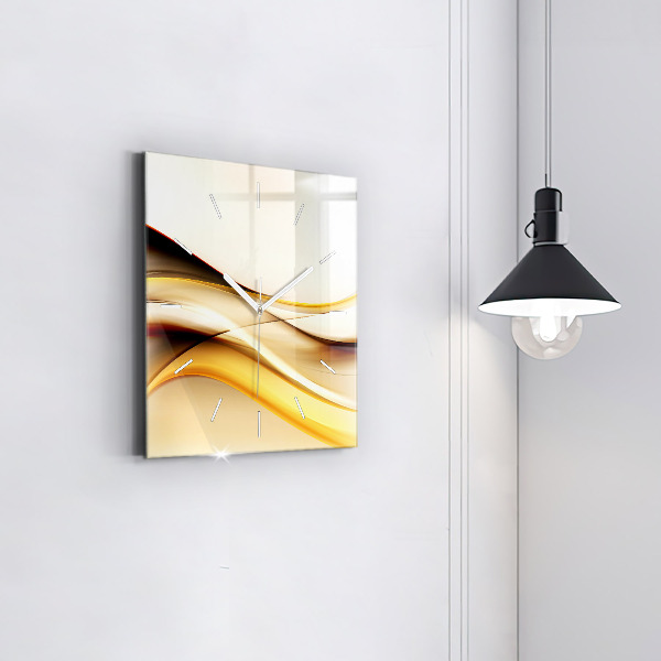 Horloge carrée en verre Vague abstraite