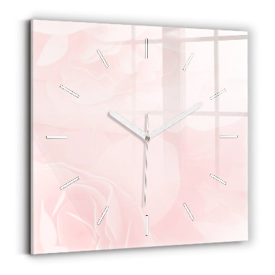Horloge carrée en verre Roses en fleurs