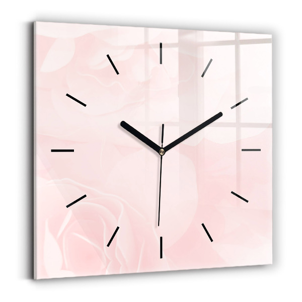 Horloge carrée en verre Roses en fleurs
