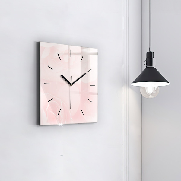 Horloge carrée en verre Roses en fleurs
