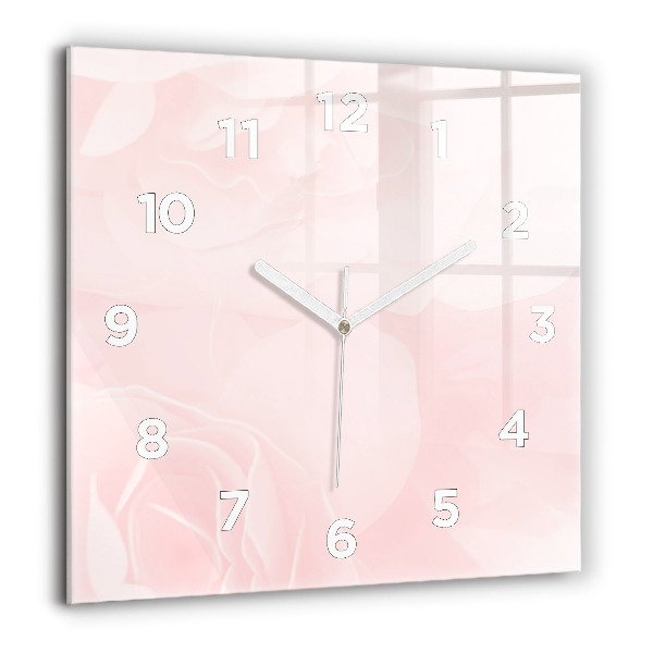 Horloge carrée en verre Roses en fleurs