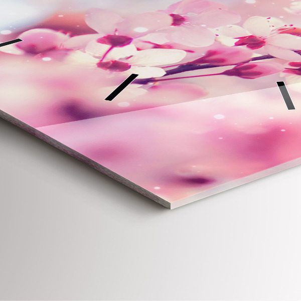 Horloge carrée en verre Fleurs de printemps