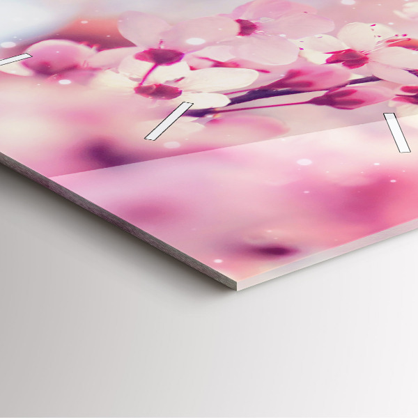 Horloge carrée en verre Fleurs de printemps