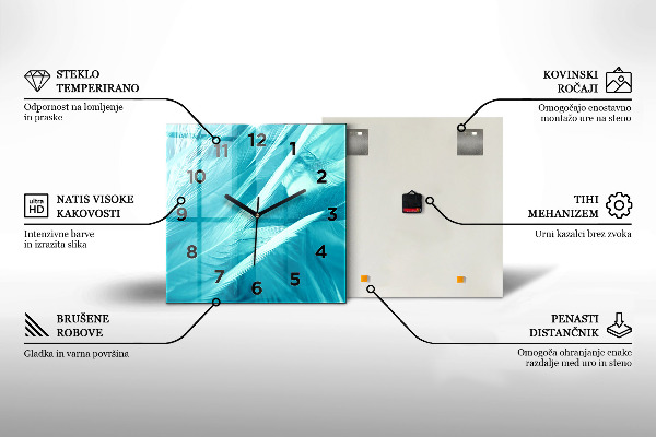 Horloge carrée en verre 'Ligne d''abstraction'