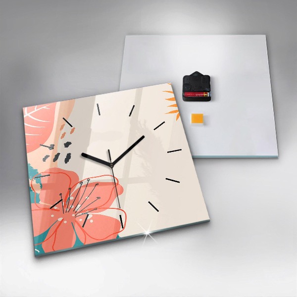 Horloge murale carrée plantes hawaïennes