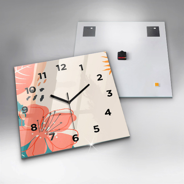 Horloge murale carrée plantes hawaïennes