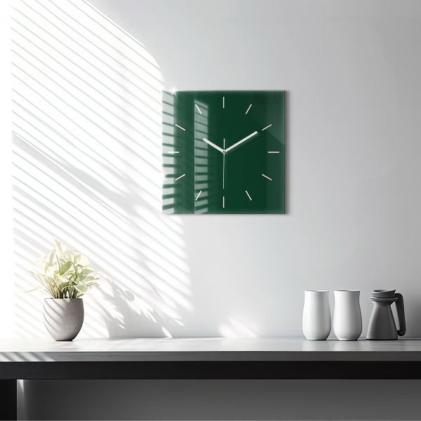 Horloge murale carrée Couleur vert bouteille