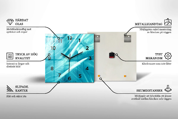 Horloge murale carrée Turquoise