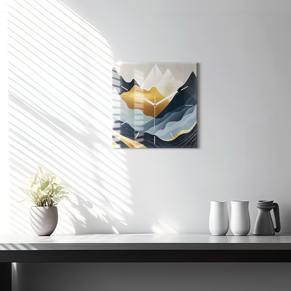 Horloge murale carrée Montagnes abstraites