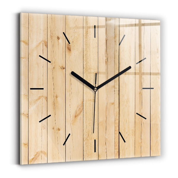 Horloge murale carrée planches de bois