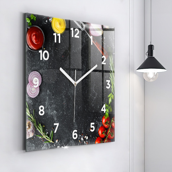 Horloge murale carrée Légumes sur la table