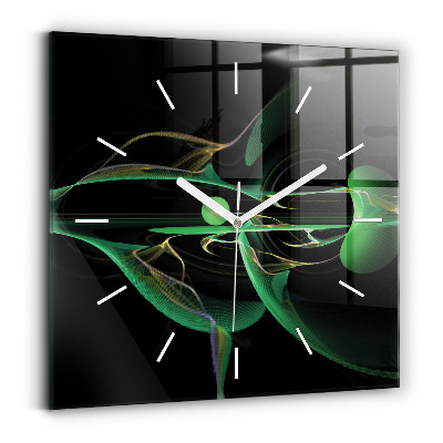 Horloge murale carrée Abstraction verte