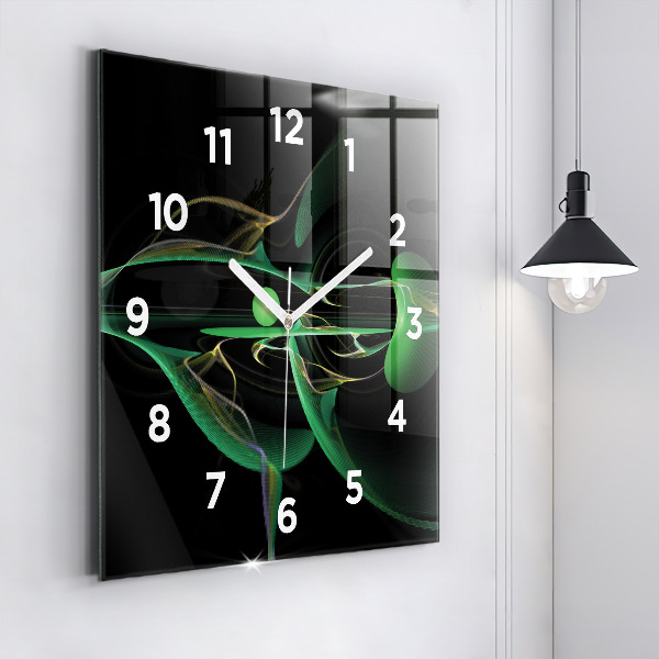 Horloge murale carrée Abstraction verte
