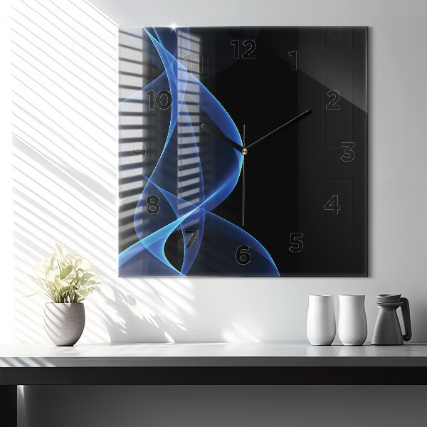 Horloge murale carrée Lignes bleues