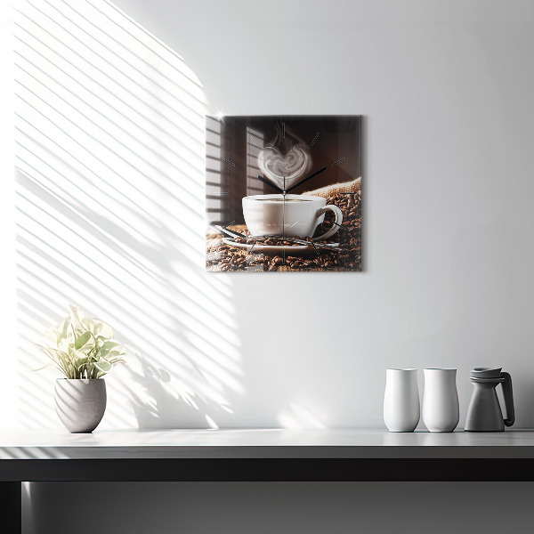 Horloge murale carrée Une tasse de café