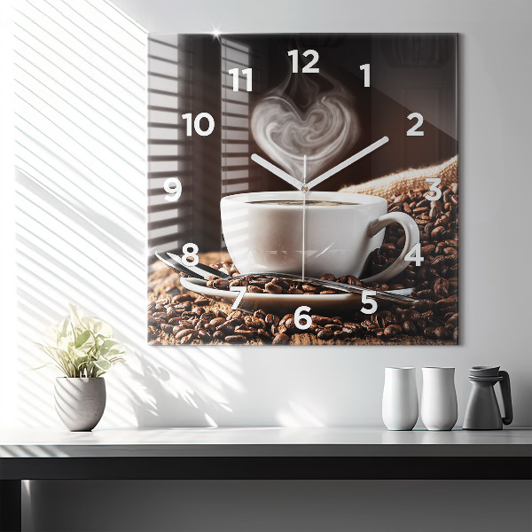 Horloge murale carrée Une tasse de café
