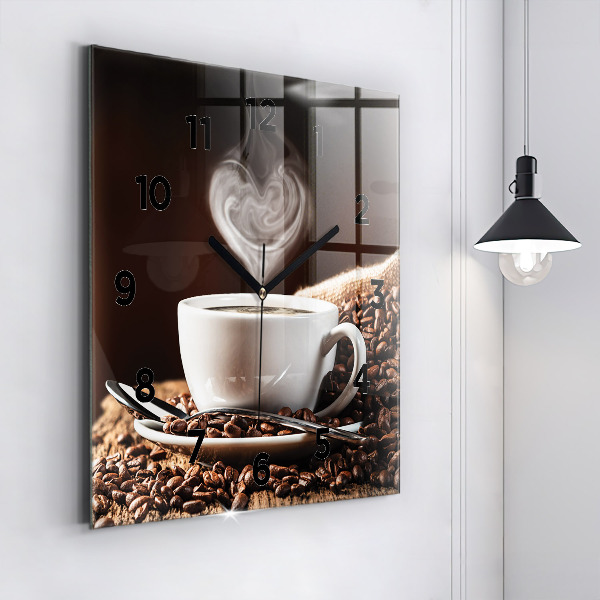 Horloge murale carrée Une tasse de café