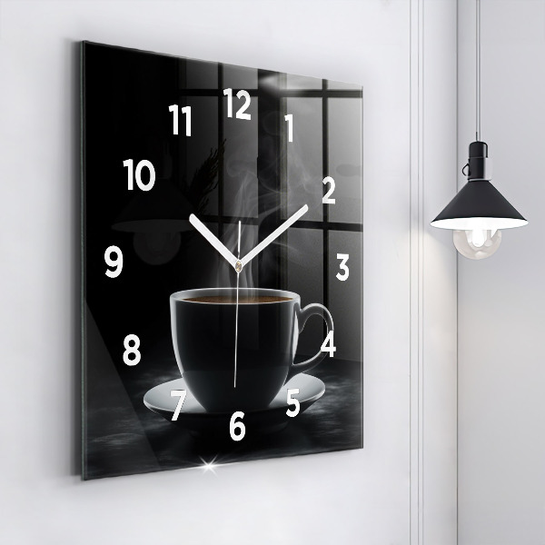 Horloge murale carrée Une tasse de café noir