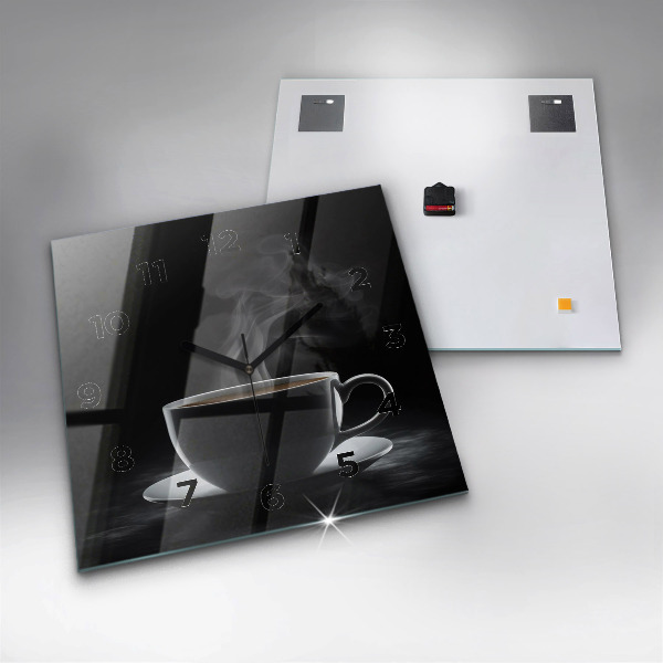 Horloge murale carrée Une tasse de café noir