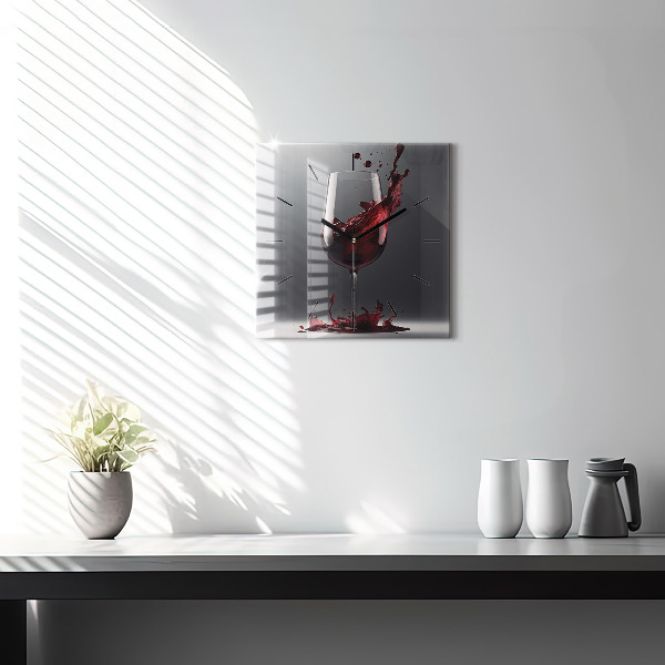 Horloge murale carrée Un verre de vin rouge