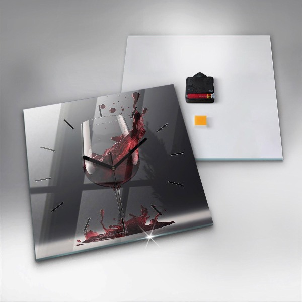 Horloge murale carrée Un verre de vin rouge