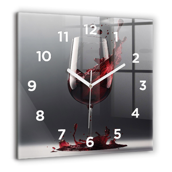 Horloge murale carrée Un verre de vin rouge