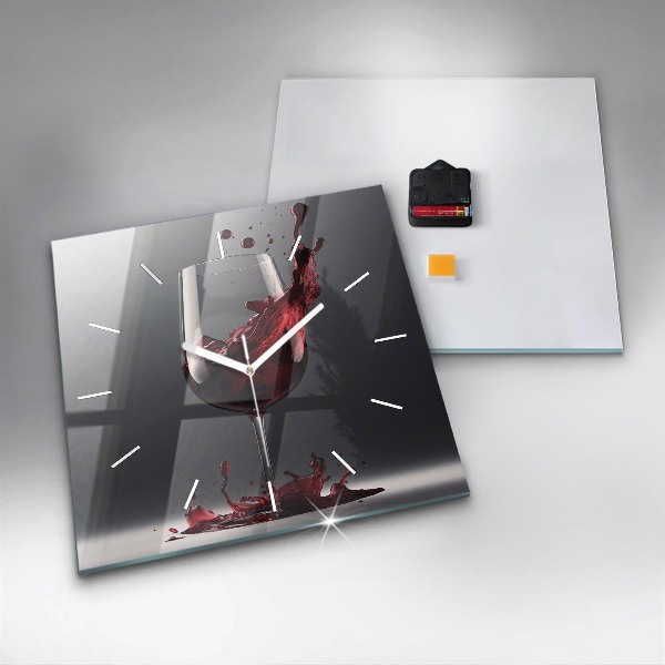 Horloge murale carrée Un verre de vin rouge