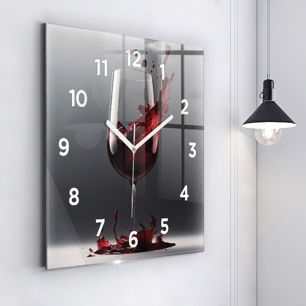 Horloge murale carrée Un verre de vin rouge