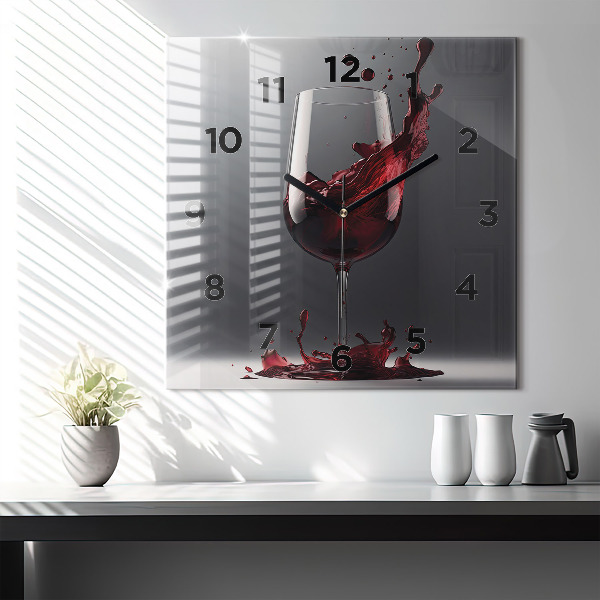 Horloge murale carrée Un verre de vin rouge