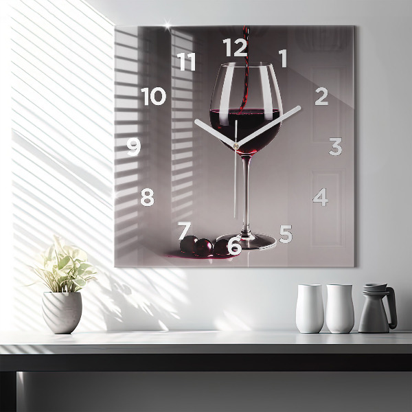 Horloge murale carrée Un verre de vin rouge