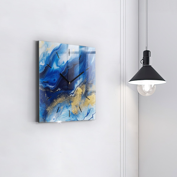 Horloge murale carrée marbre bleu