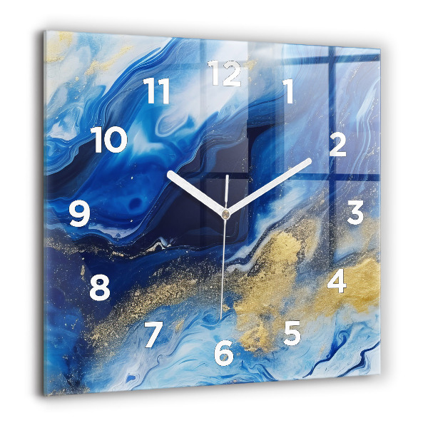 Horloge murale carrée marbre bleu