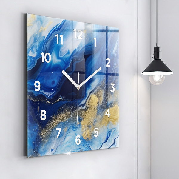 Horloge murale carrée marbre bleu