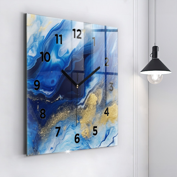 Horloge murale carrée marbre bleu