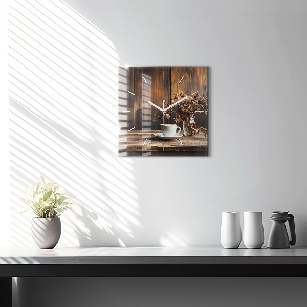 Horloge murale carrée Une tasse de café